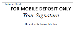 For Mobile Deposit Only Example